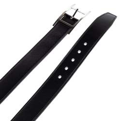 Pre Owned Hermes Noir/Gold Box and Togo Leather Quentin Reversible Belt 100 CM