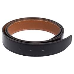 Pre Owned Hermes Black Box Leather Belt 120CM