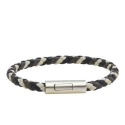 Pre Owned Hermès Multicolor Braided Leather Palladium Plated Goliath T3 Bracelet