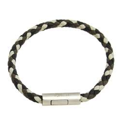 Pre Owned Hermès Multicolor Braided Leather Palladium Plated Goliath T3 Bracelet