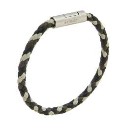 Pre Owned Hermès Multicolor Braided Leather Palladium Plated Goliath T3 Bracelet