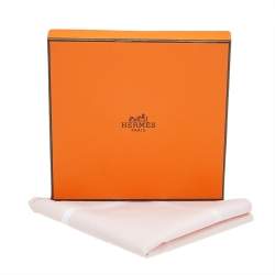 Hermes Pink D'H Cotton Jacquard Handkerchief