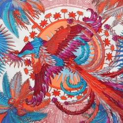 مملوكة مسبقًا Hermes Multicolor Mythiques Phoenix Printed Silk Pocket Square