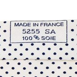 Pre Owned Hermes White Polka Dot Printed Silk Tie