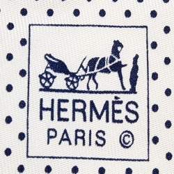 Pre Owned Hermes White Polka Dot Printed Silk Tie