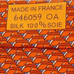 مملوكة مسبقًا Hermès Orange Domino Effect Silk Tie