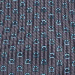 Pre Owned Hermès Anthracite Grey Liane Equestre Silk Tie
