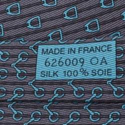 Pre Owned Hermès Anthracite Grey Liane Equestre Silk Tie