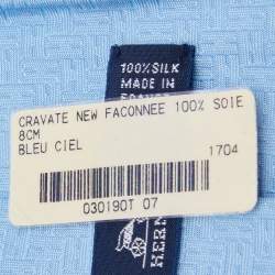 Pre Owned Hermes Blue Faconne H Silk Jacquard Tie