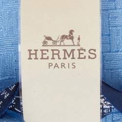 Pre Owned Hermes Blue Faconne H Silk Jacquard Tie