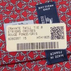 Hermes Red Etriers Croises Printed Silk Tie
