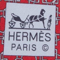 Hermes Red Etriers Croises Printed Silk Tie