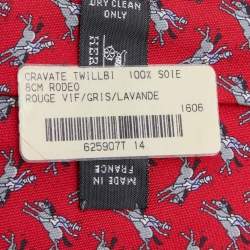 Hermes Red Rodeo Printed Silk Tie