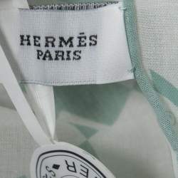 مملوكة مسبقًا Hermes Vert D'eau Cotton Op'H Handkerchief