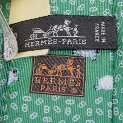 Pre Owned Hermes Green Dreamy Maillons Silk Tie