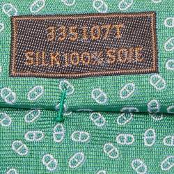 Pre Owned Hermes Green Dreamy Maillons Silk Tie