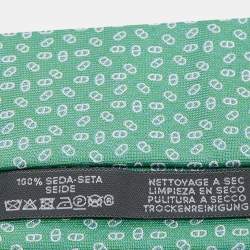 Pre Owned Hermes Green Dreamy Maillons Silk Tie
