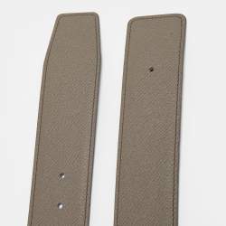 Hermes Gris Etain/Noir Epsom And Chamonix Reversible Belt Strap 85 CM