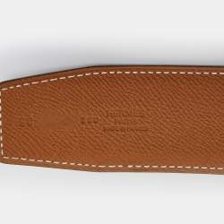 Hermes Black/Gold Epsom and Chamonix Leather Belt Strap 90CM