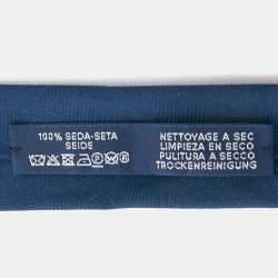 Pre Owned Hermes Marine Blue Cheval Punk Embroidered Silk Slim Tie