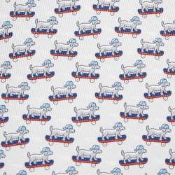 Pre Owned Hermès Silver 7 Roller Dog Twillbi Printed Silk Slim Tie 