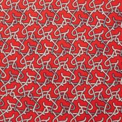 Pre Owned Hermès Red 7 Chevrophile Printed Silk Slim Tie