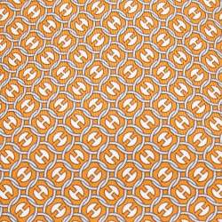 Pre Owned Hermès Orange 7 La Roue Tourne Printed Silk Slim Tie