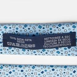Pre Owned Hermès Blue 7 Bubble H Printed Silk Slim Tie