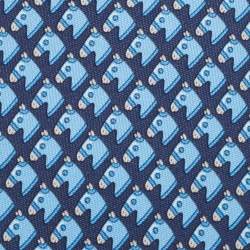 Pre Owned Hermes Navy Blue 7 Cheval Camail Printed Silk Slim Tie