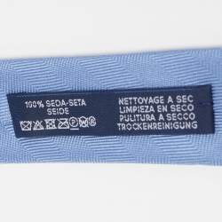 Pre Owned Hermes Blue 7 Chevron Recto Verso Silk Slim Tie