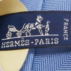 Pre Owned Hermes Blue 7 Chevron Recto Verso Silk Slim Tie