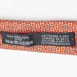 Pre Owned Hermès Orange Glenan Printed Silk Skinny Tie