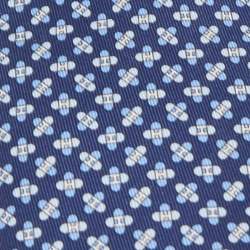 Hermès Navy Blue 7 Drone H Printed Silk Slim Tie