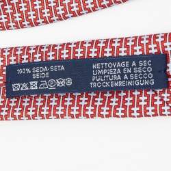 Hermès Rd H Ligne Printed Silk Slim Tie