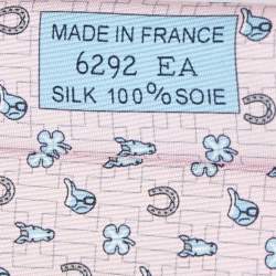Hermès Pink Luck Printed Silk Slim Tie