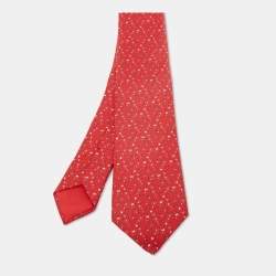 Hermès Red 7 Bubble H Printed Silk Slim Tie