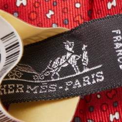 Hermès Red 7 Bubble H Printed Silk Slim Tie