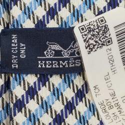Pre Owned Hermès Blue English Boy Silk Jacquard Slim Tie