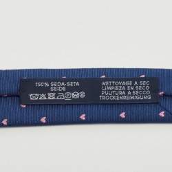 Pre Owned Hermès Navy Blue From Hermes With Love Silk jacquard Slim Tie