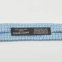 Pre Owned Hermès Light Blue H Quinte Printed Silk Slim Tie