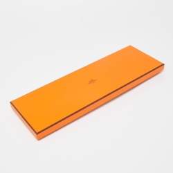 Pre Owned Hermès Orange Glenan Twillbi Printed Silk Slim Tie