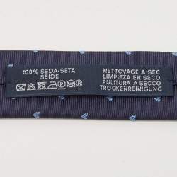 Pre Owned Hermès Navy Blue From Hermes With Love Silk Jacquard Slim Tie