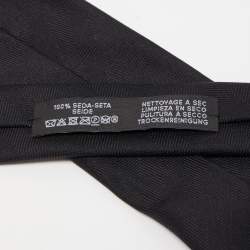 Pre Owned Hermès Black Chevron Recto Verso Silk Slim Tie