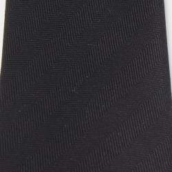 Pre Owned Hermès Black Chevron Recto Verso Silk Slim Tie