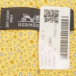 Hermes Yellow Bubble H Printed Silk Slim Tie