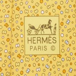 Hermes Yellow Bubble H Printed Silk Slim Tie