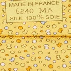 Pre Owned Hermès Yellow Bubble H Printed Silk Slim Tie