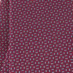 Pre Owned Hermès Navy Blue & Red 7 Drift Silk Jacquard Slim Tie