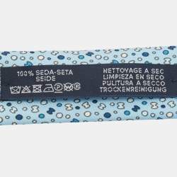 Pre Owned Hermes Blue Bubble H Printed Silk Slim Tie
