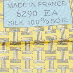 Pre Owned Hermès Yellow 7 Quinte Printed Silk Slim Tie